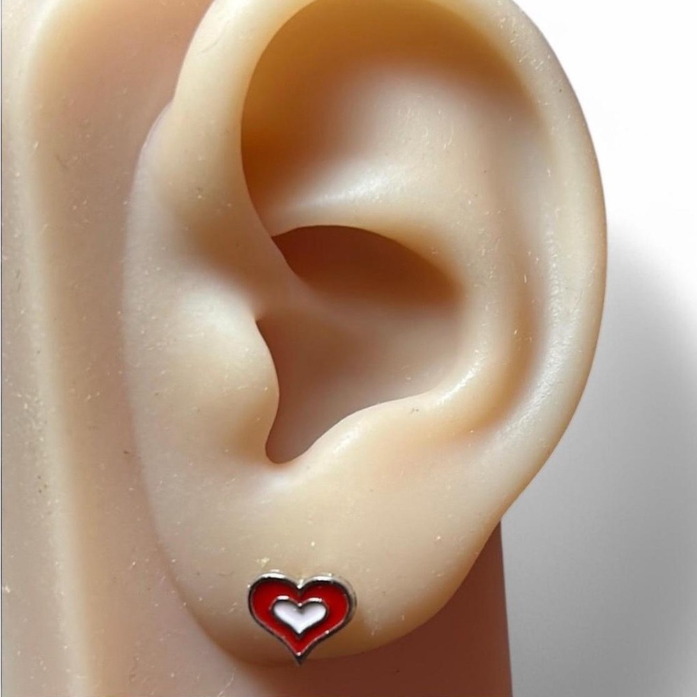 Red Heart Accent Stud Earrings - Women Jewelry Earrings